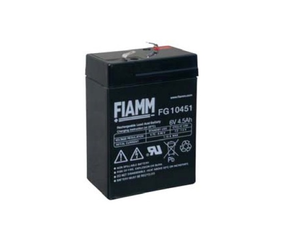 Baterie - Fiamm FG10451 (6V/4,5Ah - Faston 187), životnost 5let