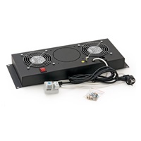 TRITON 19" ventilační jednotka vertikální, 2 vent., 4U, 230V/30W, termostat, černá