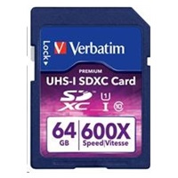 VERBATIM SDXC karta 64GB PREMIUM, UHS-1, Class 10 (R:90/W:25 MB/s)