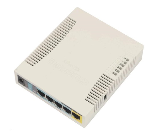 MikroTik RouterBOARD RB951Ui-2HnD, 600MHz CPU, 128MB RAM, 5x LAN, integr. 2.4GHz Wi-Fi, vč. L4 licence