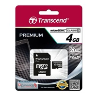 TRANSCEND MicroSDHC karta 4GB Class 10 + adaptér