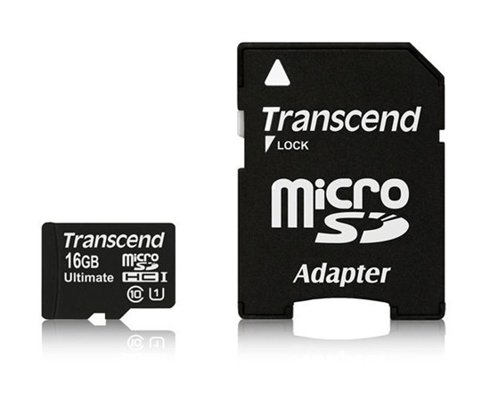 TRANSCEND MicroSDHC karta 16GB Ultimate, Class 10 UHS-I 600x, MLC + adaptér