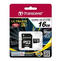 TRANSCEND MicroSDHC karta 16GB Ultimate, Class 10 UHS-I 600x, MLC + adaptér