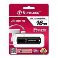 TRANSCEND Flash Disk 16GB JetFlash®700, USB 3.0 (R:75/W:12 MB/s) černá