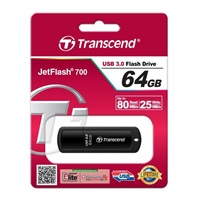 TRANSCEND Flash Disk 64GB JetFlash®700, USB 3.0 (R:80/W:25 MB/s) černá