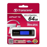 TRANSCEND Flash Disk 64GB JetFlash®760, USB 3.0 (R:80/W:25 MB/s) černá/tmavě modrá