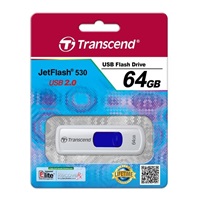 TRANSCEND Flash Disk 64GB JetFlash®530, USB 2.0 (R:16/W:6 MB/s) bílá/modrá Royal