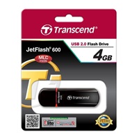 TRANSCEND Flash Disk 4GB JetFlash®600, USB 2.0 (R:20/W:10 MB/s) černá/červená