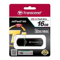 TRANSCEND Flash Disk 16GB JetFlash®600, USB 2.0 (R:32/W:16 MB/s) černá/zelená