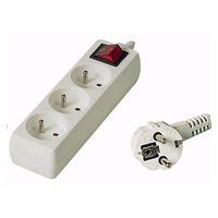 PREMIUMCORD Prodlužovací přívod 230V 2m, 3 zásuvky + vypínač, bílá