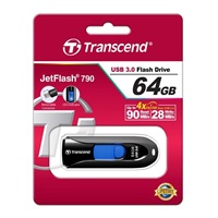 TRANSCEND Flash Disk 64GB JetFlash®790, USB 3.1 (R:90/W:30 MB/s) černá/modrá