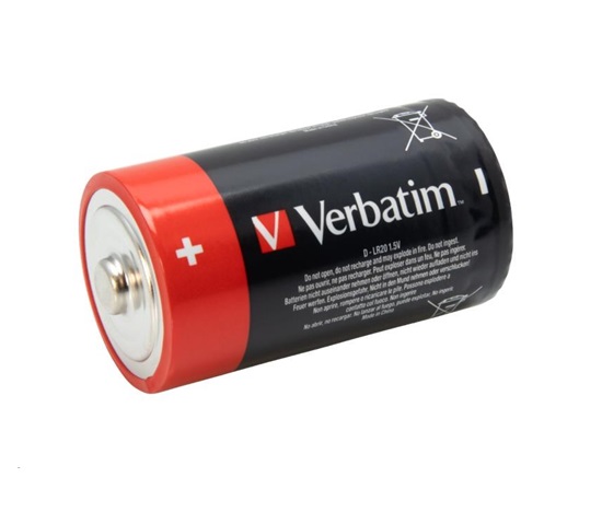 VERBATIM Alkalické baterie D,  2 PACK / LR20