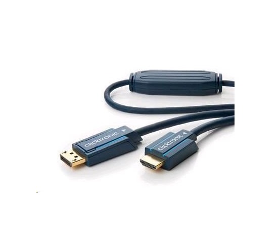 CLICTRONIC Kabel HQ Display Port - HDMI, 3m, 3D, zlacené konektory, dvojité stínění
