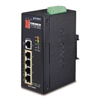 Planet ISW-504PT, 5x 10/100, 4x POE IEEE 802.3af, 60W, DIN, IP30, -40~75 st.C