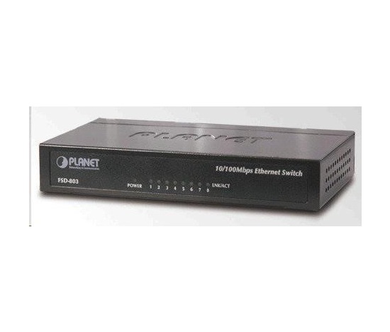 Planet FSD-803 Switch, 8x10/100Base-TX, 10", kov, desktop, fanless