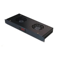19" ventilační jednotka XtendLan, 2 ventilátory, LCD display, termostat, hloubka 200mm, černá