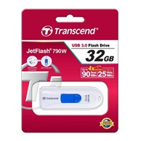 TRANSCEND Flash Disk 32GB JetFlash®790, USB 3.1 (R:90/W:25 MB/s) bílá/modrá