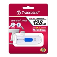 TRANSCEND Flash Disk 128GB JetFlash®790, USB 3.1 (R:90/W:40 MB/s) bílá/modrá