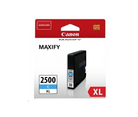 Canon CARTRIDGE PGI-2500XL C azurová pro Maxify iB4050, iB4150, MB5050, MB5150, MB5155, MB5350, MB5450, MB5455 (1755str)