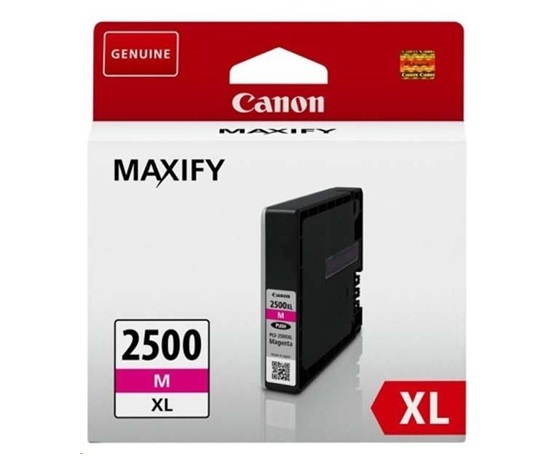 Canon CARTRIDGE PGI-2500XL M purpurová pro Maxify iB4050, iB4150, MB5050, MB5150, MB5155, MB5350, MB54x (1295 str.)