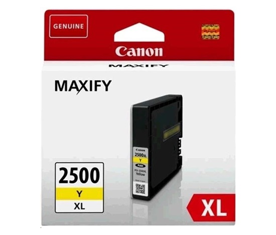 Canon CARTRIDGE PGI-2500XL Y žlutá pro Maxify iB4050, iB4150, MB5050, MB5150, MB5155, MB5350, MB5450 a MB5455 (1295str.)