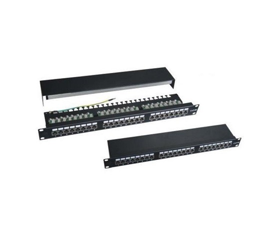 19" Patch panel XtendLan 24port, STP, Cat6, 30µm, duální svorkovnice, černý