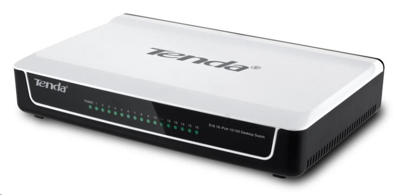 Tenda S16 16-Port Fast Ethernet Switch, 10/100 Mb/s, Desktop | eD