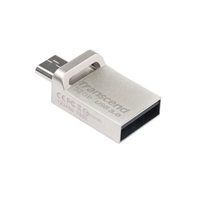 TRANSCEND Flash Disk 32GB JetFlash®880S, USB 3.0/micro USB (R:90/W:20 MB/s) stříbrná