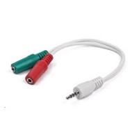 GEMBIRD Kabel rozdvojka jack 3,5mm (4 pólový) na 2x3,5mm M/F, 20cm, bíla