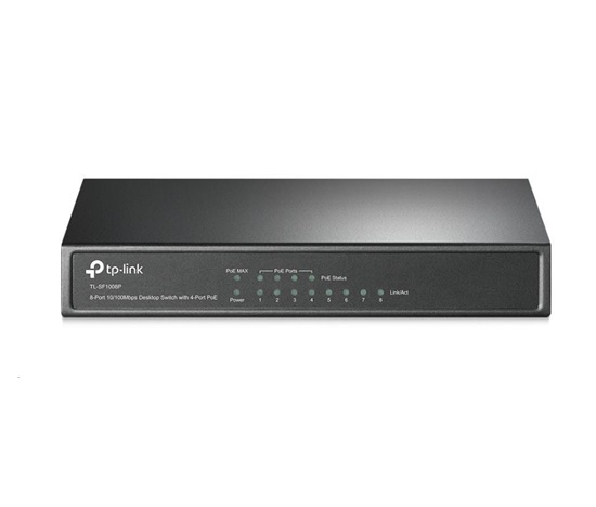 TP-Link switch TL-SF1008P (8x100Mb/s, 4xPoE+, 66W, fanless)