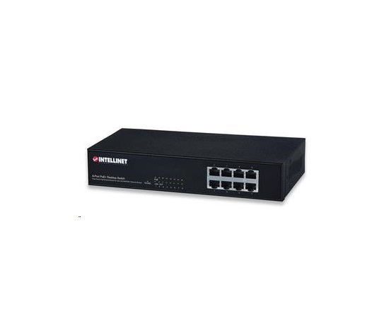 Intellinet 8-Port 10/100 PoE+ Switch, 66W PoE budget