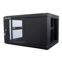 XtendLan 19" nástěnný rozvaděč 9U 600x450, nosnost 60 kg, skleněné kouřové dveře, svařovaný, černý