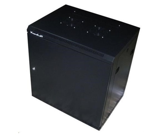 XtendLan 19" nástěnný rozvaděč 9U 600x450, nosnost 60kg, plné dveře, svařovaný,proti vykradení,černý