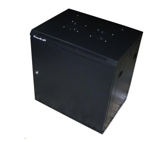 XtendLan 19" nástěnný rozvaděč 12U 600x450, nosnost 60kg, plné dveře, svařený, proti vykradení,černý