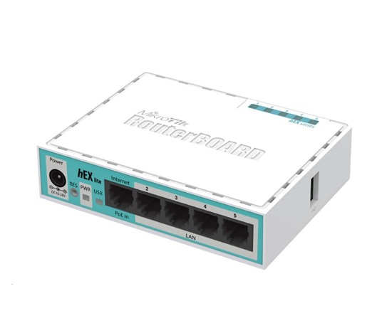 MikroTik RouterBOARD hEX lite, 850MHz CPU, 64MB RAM, 5x LAN, vč. L4 licence