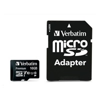 VERBATIM MicroSDHC karta 16GB Premium, U1 + SD adaptér