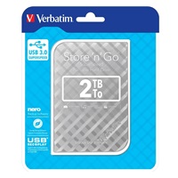 VERBATIM Externí HDD 2TB Store ‘n‘ Go Portable Hard Drive USB 3.0, Silver GEN II