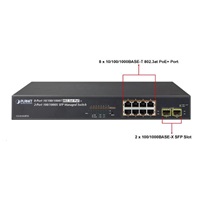 Planet GS-4210-8P2S PoE+ switch 8x 10/100/1000Base-T, 2x SFP, 802.3at do 120W, VLAN, SNMP/WEB