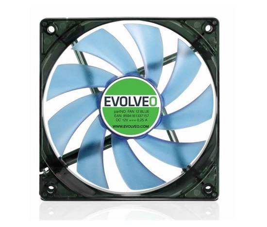 EVOLVEO 12L1BL ventilátor 120mm, 4 LED modrý, 3pin