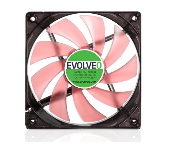 EVOLVEO 12L1RD ventilátor 120mm, 4 LED červený, 3pin