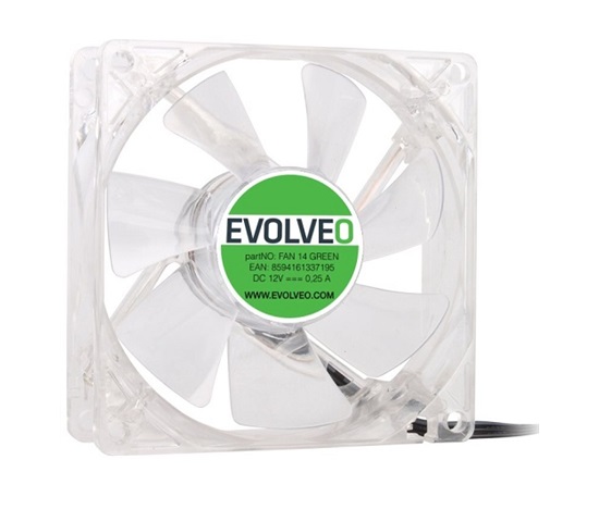 EVOLVEO 14L1GR ventilátor 140mm, 4 LED zelený, 3pin