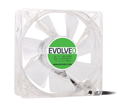 EVOLVEO 14L1RD ventilátor 140mm, 4 LED červený, 3pin