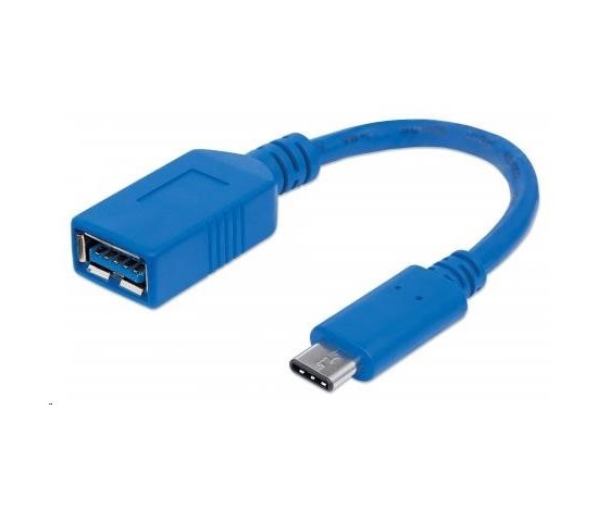 MANHATTAN Kabel USB 2.0 A - USB 3.1 C (F/M), modrý