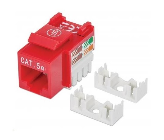 Intellinet Cat5e Keystone Jack, UTP, Red, Punch-down