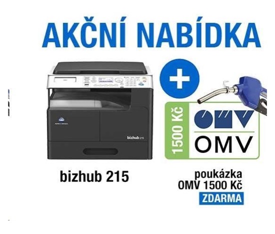 Minolta kopírka bizhub 215 SET2 (bh215 + OC-512 + TN-118) + Poukázka OMV 1500 Kč