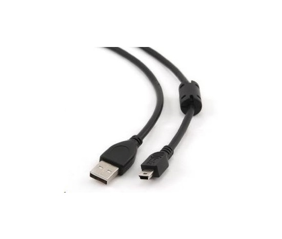 GEMBIRD Kabel USB 2.0 A-Mini B (5pin) propojovací, HQ s ferritovým jádrem, 1,8m, černý