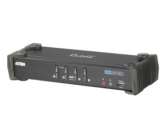 ATEN 4-port DVI KVMP USB, 2port USB HUB, audio, 1.2m kabely