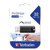VERBATIM Flash Disk PinStripe USB 3.0, 32GB - černá