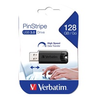 VERBATIM Flash Disk 128GB PinStripe USB 3.0, černá