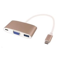 PREMIUMCORD Převodník USB3.1 na VGA + USB3.0 + PD